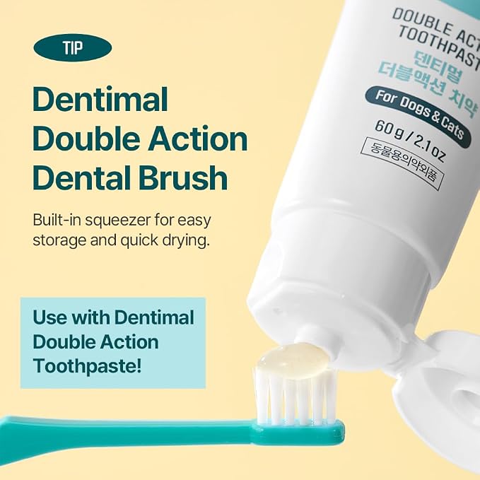 Breezytail Dentimal Double Action Pet Toothbrush (4 Pack) - 0.63" Ultra-Compact Head for Small to Medium Dogs & Cats, Dupont Ultra-Soft 90-Micron Micro-Fine Bristles, 15° Angled