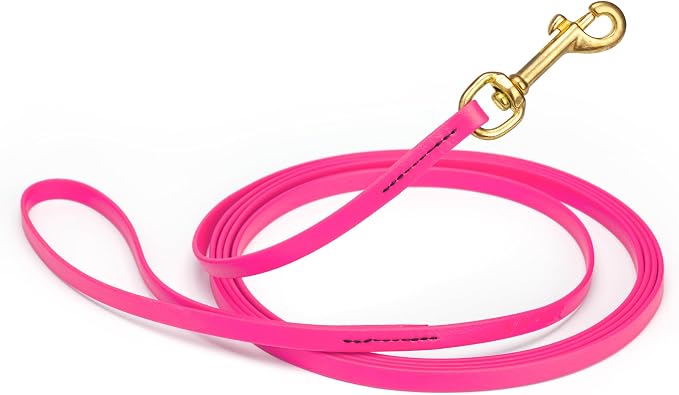 Viper Biothane K9 Working Dog Leash Waterproof Lead for Tracking Training Schutzhund Odor-Proof Long Line with Solid Brass Snap for Puppy Medium and Large Dogs, 33ft Passionfruit Pink