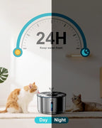 NPET Stainless Steel Cat Water Fountain, 1Gallon/135oz Automatic Pet Drinking Fountain Dog Water Dispenser with 3 Replacement Filters for Cats Indoor