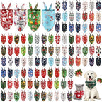 Huhumy 100 Pcs Christmas Dog Bandanas Bulk Pet Scarf Bibs Neckerchief Decor by Huhumy