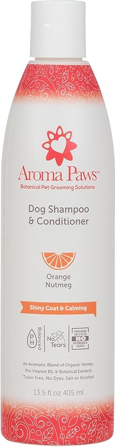 Dog Shampoo and Conditioner - Aromatic Tearless Shampoo for Cleansing, Grooming, and Conditioning - Moisturizing Anti Itch Shampoo for Dogs and Puppies - Orange Nutmeg 13.5 oz.