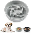 Ceramic Slow Feeder Dog Bowls,0.6 Cups Dog Food Dish for Small Breed | Puzzle Dog Food Bowl for Fast Eater, 15OZ, 6.3 inch(Grey)