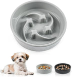 Ceramic Slow Feeder Dog Bowls,0.6 Cups Dog Food Dish for Small Breed | Puzzle Dog Food Bowl for Fast Eater, 15OZ, 6.3 inch(Grey)