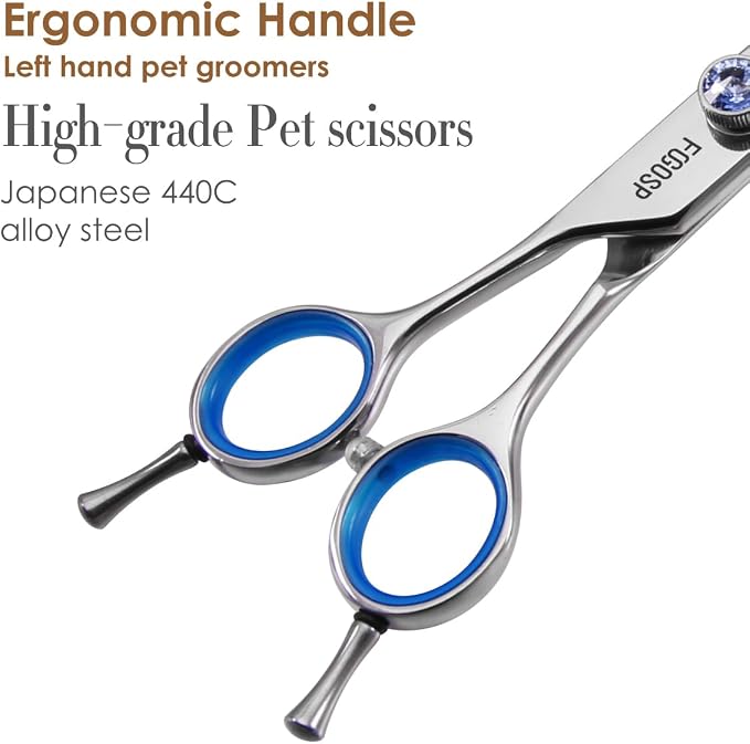 Left Handed Thinning Shears for Dogs 7in Professional Dog Thinning Shears for Grooming 56 Teeth Dog Grooming Scissors for Pet Cat Japanese 440C Stainless Steel(7.0'' Blending)