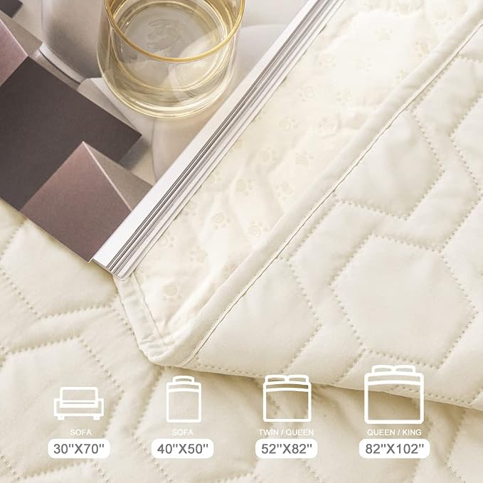 Tcksstex Waterproof and Anti-Slip Dog Bed Cover and Pet Blanket Sofa Pet Bed Mat ，car Incontinence Mattress Protectors Furniture Couch Cover for Most Cats Dogs, Pets（40x50-Ivory）