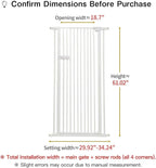 Lumizone Extra Tall Cat Gate 61.02" High 29.92"-34.24" Wide Pet Gate White | Dog Gate for Doorway Hallway Stairs Pressure Mounted Extra Wide 1.37" Gap No Drilling Auto-Close One-Handed Operation