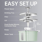 Veken Innovation Award Winner Stainless Steel Cat Water Fountain, 108oz | Automatic Pet Fountain Dog Water Dispenser with Replacement Filters & Silicone Mat for Cats, Dogs (Tea Green)