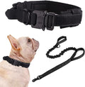 Tactical Dog Collar and Leash Set Adjustable Military Nylon Dog Collar with Control Handle and Heavy Duty Metal Buckle for Large Dogs （Black S | 1000D Heavy-Duty Nylon Fabric,Quick-Release Metal Buckle,Adjustable Fit,Soft-Padded Webbing,D-Ring,for Trai...