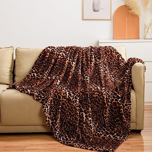 Vessia Leopard Print Throw Blanket for Couch, 300GSM Soft Cheetah Blanket - Image 3