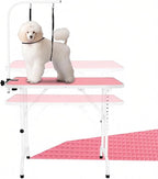 LEIBOU 36-inch Height Adjustable(23''~33.8'') and Foldable Pet Dog Grooming Table with Grooming Arm & 2 Noose for Dog Cat Pet Grooming Maximum Capacity Up to 260lbs
