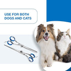 Laazar Pet Grooming Set - 7" Straight Pet Grooming Scissors & 6.5" Pet Thinning Shears with 42 Teeth | Professional Dog Scissors Kit | Use as Cat and Dog Shears