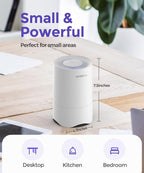 Rosekm Small Air Purifier for Home Bedroom, Personal Desk Mini Air Purifier, Room Hepa Air Purifier Fresheners Cleaner for Dorm, Pets, Smoke, Desktop, Office (2 Pack)