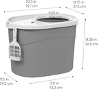 IRIS USA Large Top Entry Cat Litter Box, Hooded Privacy, Gray/White | Multi-Cat Households, Dog Proof Pan, Protected Interior, Enclosed Top Access, Reduced Tracking, Odor Trapping