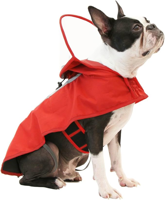 Gooby - Raincoat, Adjustable Rain Cap with See Through Visor, Red, 3X-Large