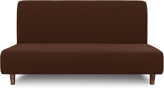 Easy-Going 100% Waterproof Futon Cover, Stretch Futon Slipcover Medium | Dual Waterproof Armless Futon Couch Cover, Leakproof Sofa Bed Furniture Protector for Kids Pets Dog Cat, Coffee
