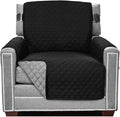 Sofa Shield® Couch Armchair Covers for Dogs, Reversible Furniture Protector with Strap, Stain and Tear Resistant Cushion Cover, 23 inch Seat, Machine Washable Slipcover Pets, Cats, Black Gray