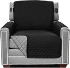 Sofa Shield® Couch Armchair Covers for Dogs, Reversible Furniture Protector with Strap, Stain and Tear Resistant Cushion Cover, 23 inch Seat, Machine Washable Slipcover Pets, Cats, Black Gray