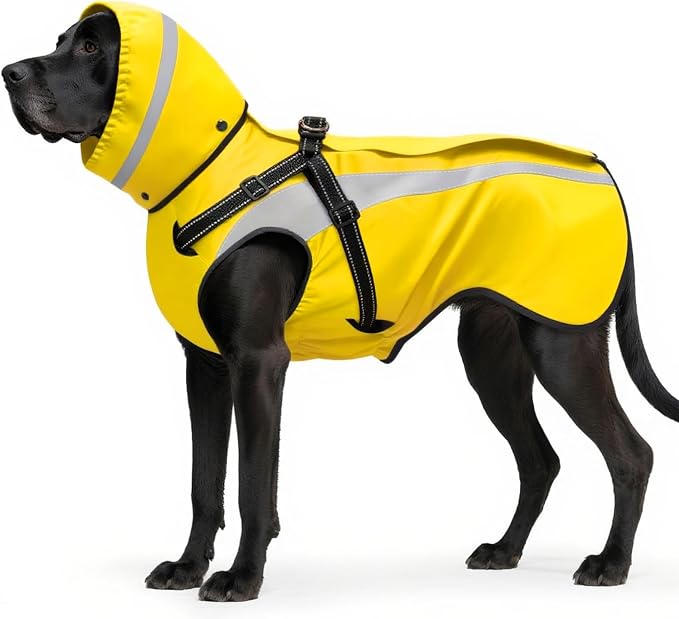 Dog Raincoat Waterproof Raincoats for Dog Reflective Dogs Rain Jackets with Hood Hoodie Pet Rain Poncho Coat for Small Medium Large Dogs Puppies S-XXL (Yellow, S)