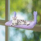 2 Pack Cat Window Perch,Cat Window Hammock Cordless Foldable Window Bed with 4 Large Strong Suction Cup,Reversible Cushion Cover,Metal Frame Easy to Adjust Window Seat Holds up to 40lbs(Purple)