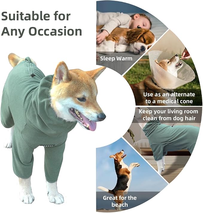 Dog Pajamas for Large Dogs,Extra Large Stretch, Suitable for Adult, Medium-Sized Dogs, Large Pet Jumpsuit Four-Legged Dog Clothes, Pet Clothing. (Green Color, 3XL)