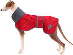 Geyecete Dog Winter Coat Greyhound Raincoat Fabric with Lamb Velvet Inside Outdoor Dog Apparel with Adjustable Bands for Medium, Large Dog-Red-XXXL