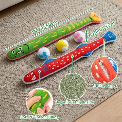 Kingtree Cat Kicker Toys 5-Pack, Catnip Toy Pillows & Plush Balls for Cats - Image 2