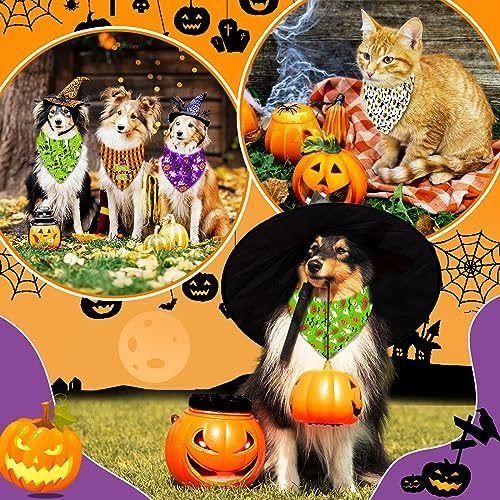 30 Pcs Halloween Dog Bandanas Bulk Adjustable Dog Scarves Bibs Pumpkin Bat Ghost Puppy Bandanas Pet Neckerchief Washable Holiday Halloween Bandanas for Small Medium Large Dog Pet Grooming Accessories - Image 2
