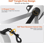 16Ft Retractable Dog Leash with LED Light, Heavy Duty Leash for Medium Dogs (20–66 lbs), 360° Tangle-Free, Built-in Poop Bag Dispenser