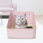 Sfozstra High Sided Cat Litter Box: Open Top Anti Tracking Design | Easy Cleaning / Comfortable Entry / For Cats Under 13 lbs / Apartment Friendly / Everyday Litter Care