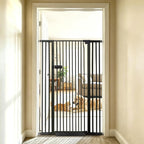 Lumizone Extra Tall Cat Gate 55.12" High 29.92"-42.51" Wide Pet Gate Black | Dog Gate for Doorway Hallway Stairs Pressure Mounted Extra Wide 1.37" Gap No Drilling Auto-Close One-Handed Operation