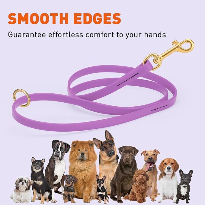Viper Biothane K9 Working Dog Leash Waterproof Lead for Tracking Training Schutzhund Odor-Proof Long Line with Solid Brass Snap for Puppy Medium and Large Dogs 4ft, Amethyst Purple