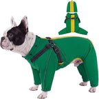 QBLEEV Dog Raincoat with Built-in Harness, Waterproof Rain Jacket, Green, M | Waterproof & windproof | built-in harness | easy on and off with dual closure | reflective safety strips | detachable hood