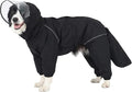 Dog Raincoat for Medium Large Dogs,rain Jacket Coat, Full Leg Coverage Waterproof Rain Suit with Detachable Hood & Tail, Reflective Strips, Snag-Free Top Zipper (Black for Boy, Medium)