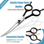 Dog Grooming Scissors - 6" Downward Curved Grooming Scissors | Downward Curved Safety Blade, for Trimming Face and Paws, for Dogs and Cats, Sharp and Precise, Ambidextrous, Black