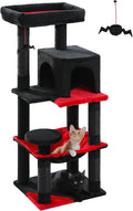MUTTROS Gothic Cat Tree with Super Large Hammock, 45.7" Black Cat Tower with Coffin Bed, Cat Condo, Sisal Scratching Posts & Top Perch, Multi-Level Goth Cat Tree, Halloween, Black