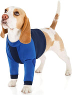Lelepet Dog Recovery Suit for Front Legs, Dog Sleeve to Stop Licking Blue | Elbow Protector for Leg Injuries Shoulder Wounds After Surgery Male Female,Zippered Long-Sleeved Shirt Cone Alternative S-3XL