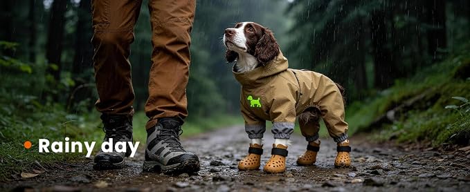 Dog Shoes for Hot Pavement - Comfortable Paw Protection for Medium & Large Dogs, Adjustable Strap & Non-Slip, Easy-Clean, Outdoor Sports Boots, Dog Booties for Summer Rain (Orange, M)