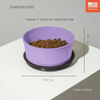 Dog Bowl with Spill-Proof Travel Lid, Lavender, 7-Cup Travel Bowl | Lavender 7-Cup Dog Bowl, Spill-Proof Travel Lid, BPA-Free, Rust-Proof, Shock-Resistant, Stackable and Dishwasher Safe