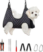 Supet Dog Grooming Hammock for Nail Trimming, Pet Grooming Hanging Harness | Restraint Dog Leashes Sling, Stress-Free Animal Holder Set for Clipping Nails, Ear & Eye Cleaning, Medicine(Black Currant,XS)