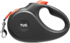 TUG 360° Tangle-Free Retractable Dog Leash | 16 ft Strong Nylon Tape (Medium, Black/Orange)