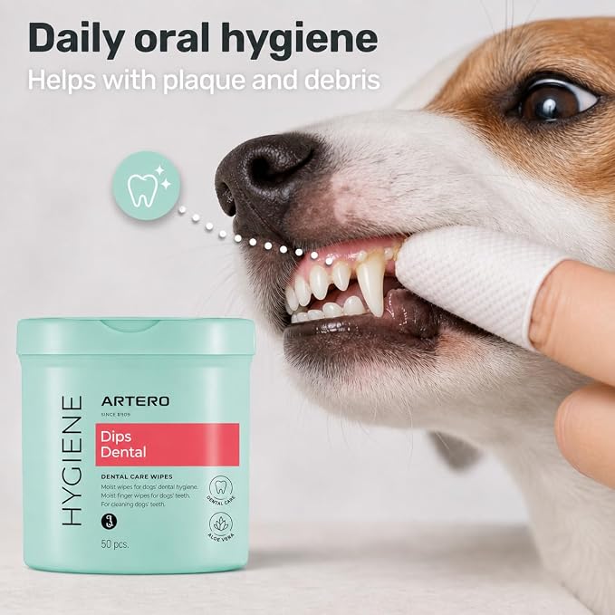 ARTERO Disposable Teeth Cleaning Wipes for Dogs and Cats - 50 Wipes