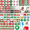 PET SHOW 100pcs/Pack Christmas Small Dog Hair Bows + Dog Bowties + Puppies Collar Flowers Attachment Grooming Set for Holiday Parties Costumes Accessores by PETSHOW