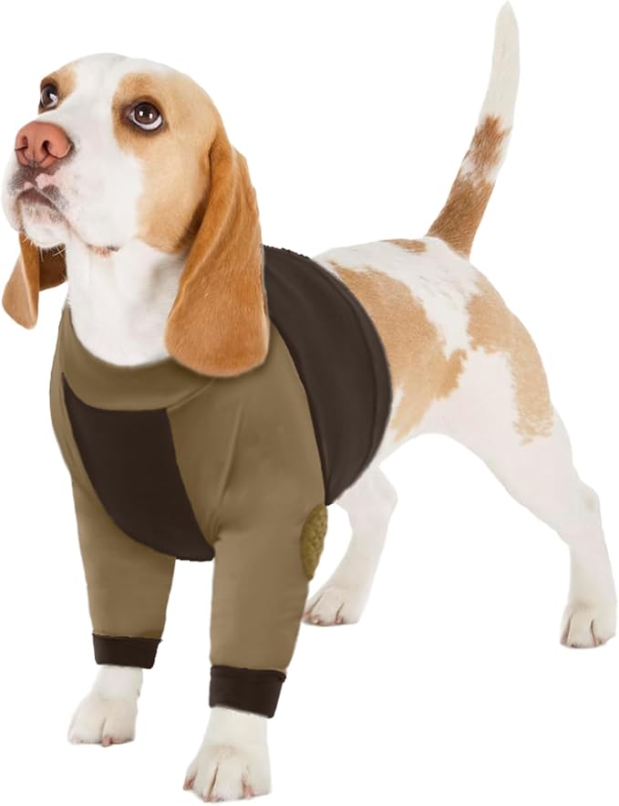 Lelepet Dog Recovery Sleeve for Wounds Front Legs, Stop Licking Dog Shirt | Elbow Protector for Leg Injuries Shoulder Wounds After Surgery Male Female,Zippered Long-Sleeved Shirt Cone Alternative S-3XL