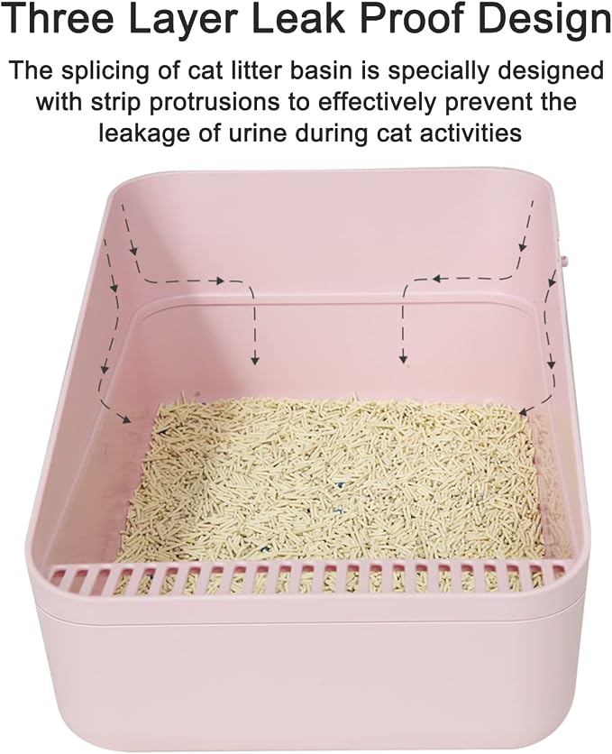 Sfozstra High Sided Cat Litter Box: Open Top Anti Tracking Design | Easy Cleaning / Comfortable Entry / For Cats Under 13 lbs / Apartment Friendly / Everyday Litter Care