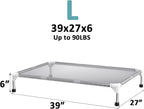 Elevated Dog Bed with Teslin Cooling Fabric - Dog Cot for Large Dogs | 0.5mm Heavy-Duty Stainless Steel Frame, Waterproof & Washable Mesh, Indoor & Outdoor Use, Anti-Slip Feet, Easy Clean