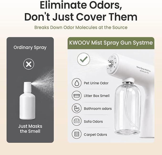 Pet Odor Eliminator Nano Mist Kit, Bio-Enzyme Concentrate Makes 3.5 Gal | Helps Break Down Odors at Source, Dog & Cat Urine, Litter Box, Carpets, Trash Bins, Cars & Household Areas, Safe Around Pets
