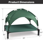Heeyoo Elevated Dog Bed with Removable Canopy, Portable Dog Cot with Sun Protection Shade Tent, Raised Pet Cooling Cot Bed for Dogs, 42in