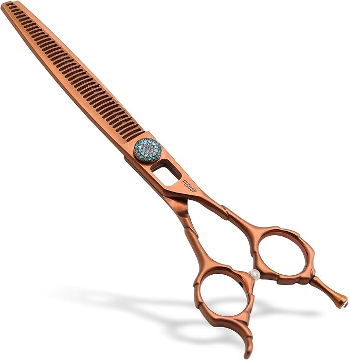 Chunkers Dog Grooming Scissors 7.5'' Professional Thinning Shears for Dogs Pet Grooming Scissors 70% Thinning Rate 21 Teeth High Cobalt Alloy Steel for Groomers(7.5,Chocolate Chunker)