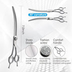 7.0'' Curved Chunkers Shears for Dog Grooming Professional Magic Grooming Scissors with Big Artificial Diamonds 30 Teeth for Large Dogs(7.0 in, Curved Chunkers)