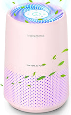 Air Purifiers for Bedroom, H13 HEPA Air Purifiers - Covers Up to 1074 ft² - 24dB Ultra-Quiet Sleep Mode, 360° Outlet Air Cleaner, Perfect for Home, Pets (Cream Pink)